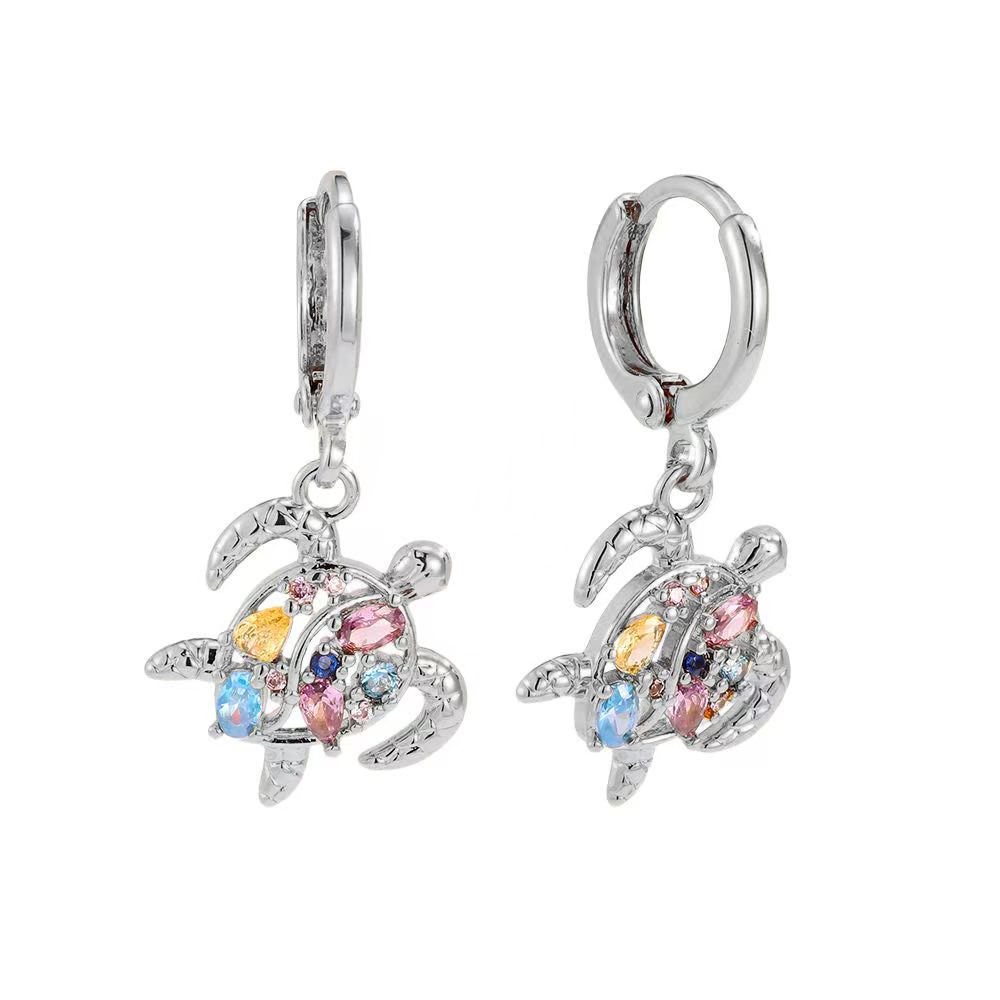 Gold-plated earrings 29mm zirconia tortoise