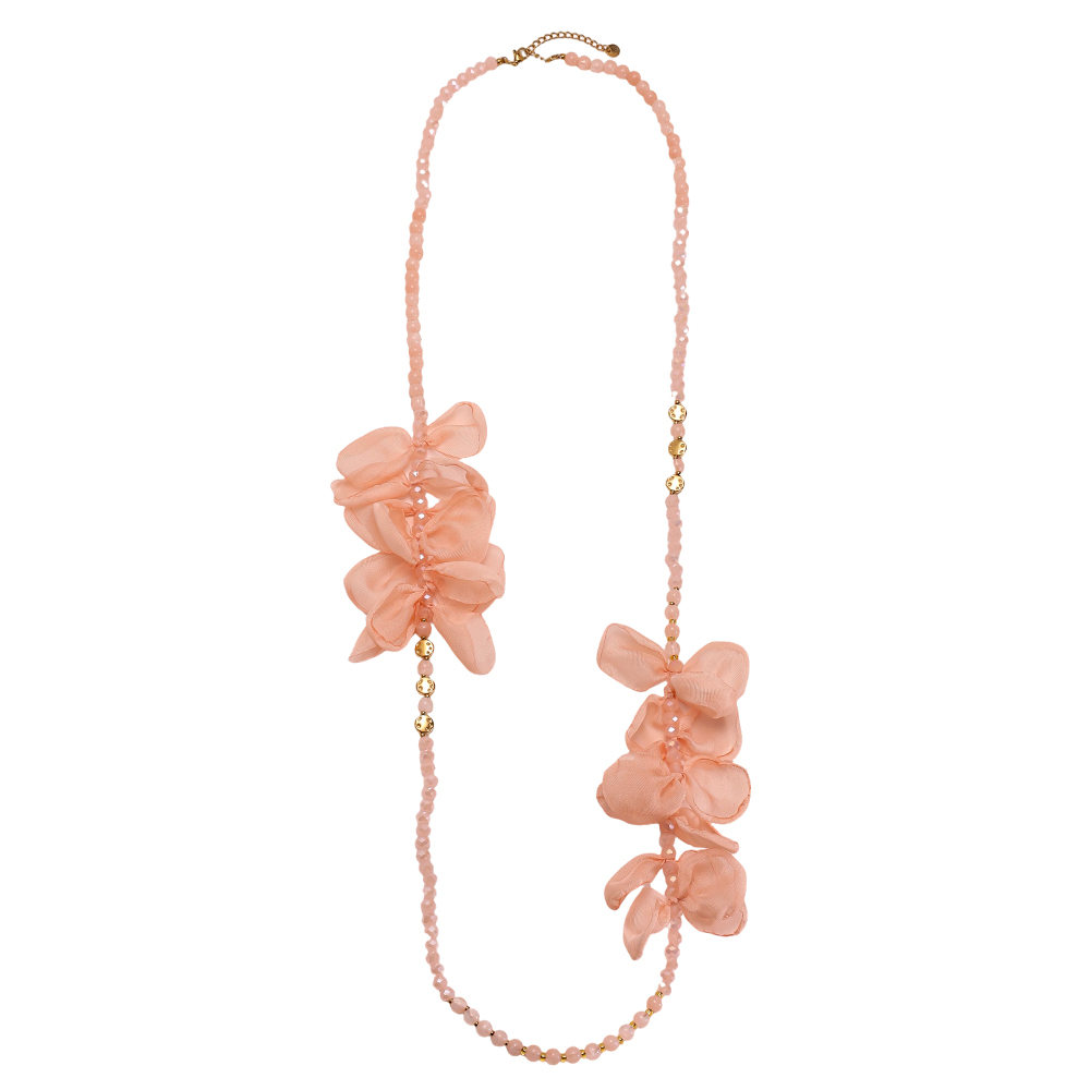 Stainless steel necklace 90cm crystal necklace with petals