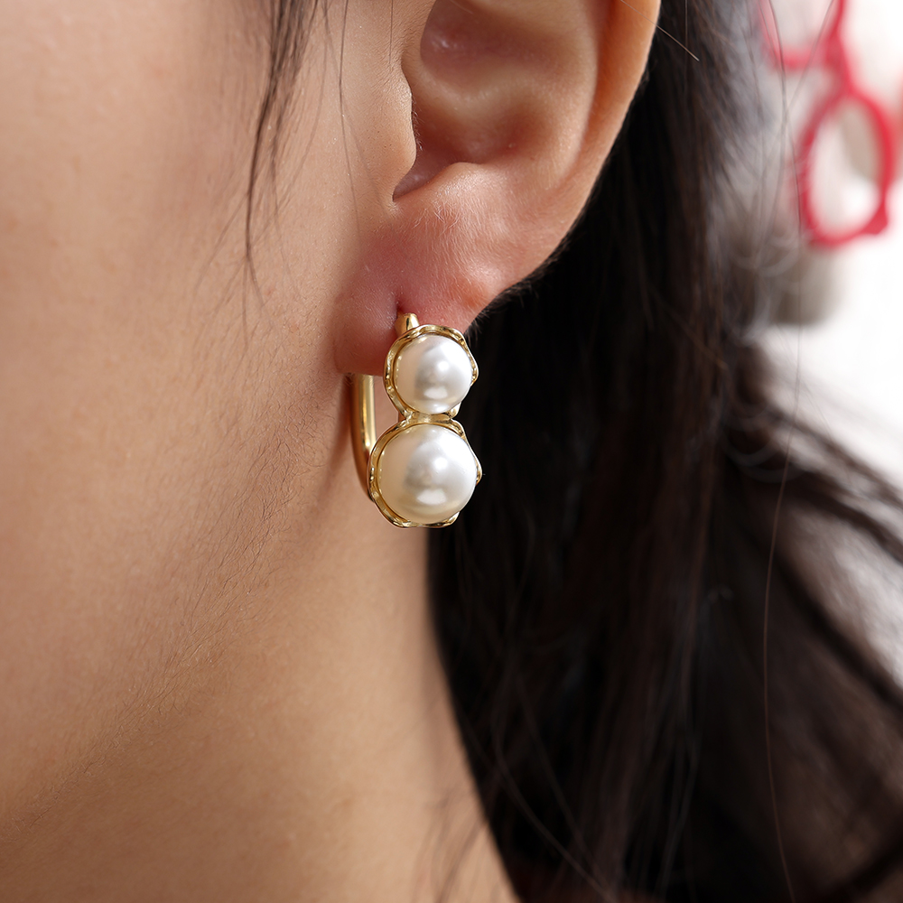 Stainless steel earrings 20mm double pearls