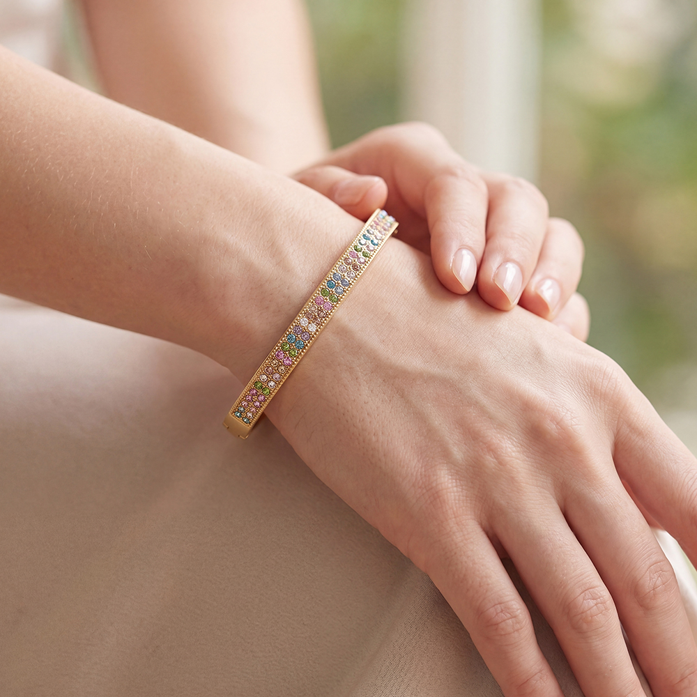 Stainless steel bangle 6.5cm Fine zirconia