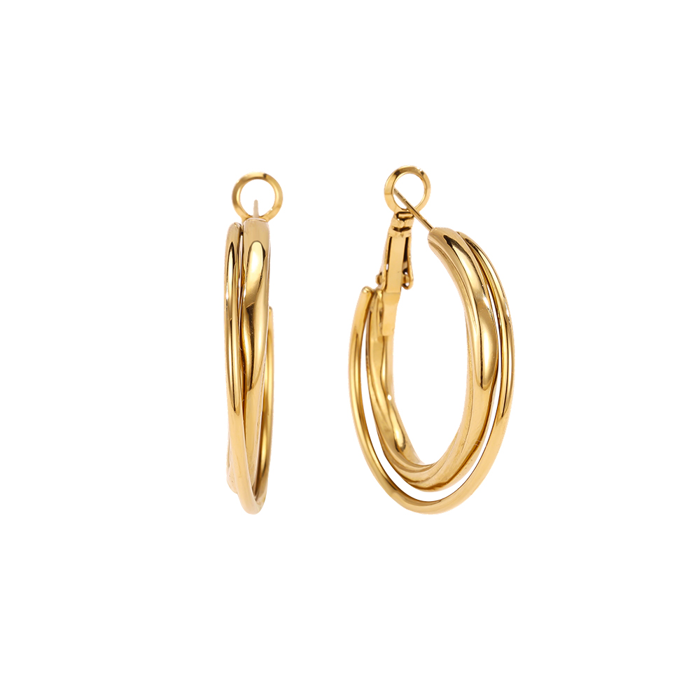 Stainless steel earrings, 35mm, two hoop earrings  