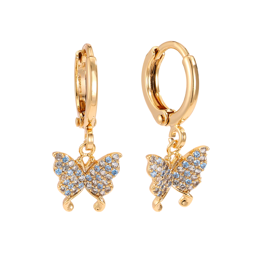 Gold-plated earrings 24mm zirconia butterfly