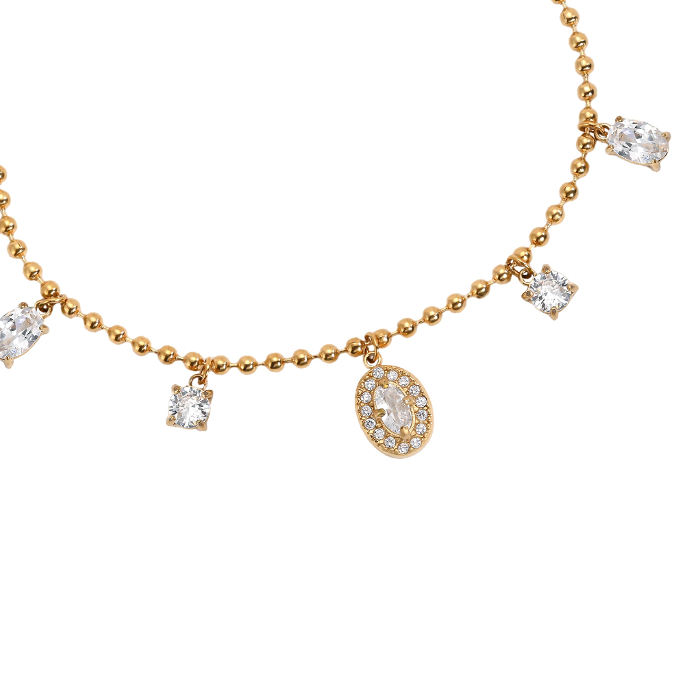 Stainless steel bracelet, 17 cm, featuring sparkling mixed zirconia stones  