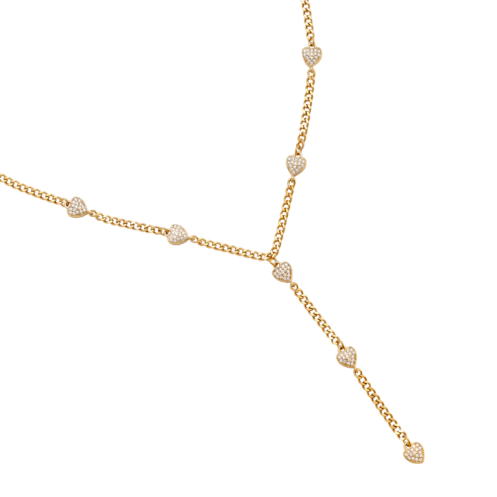 Stainless steel necklace 43cm heart links