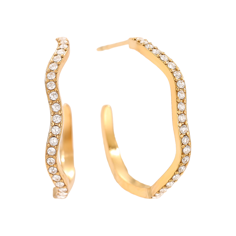 Stainless steel earrings 2.3cm Diamond Half Hoop