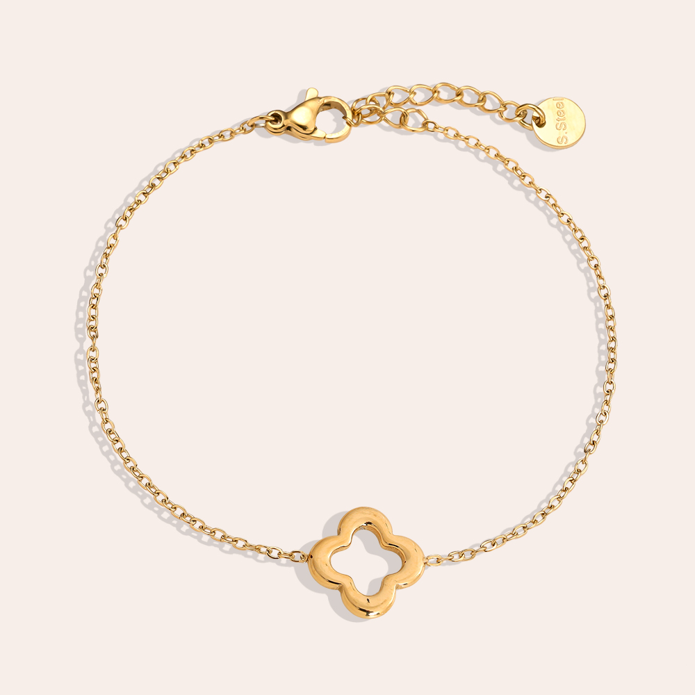 Stainless steel bracelet 16cm lucky shamrock
