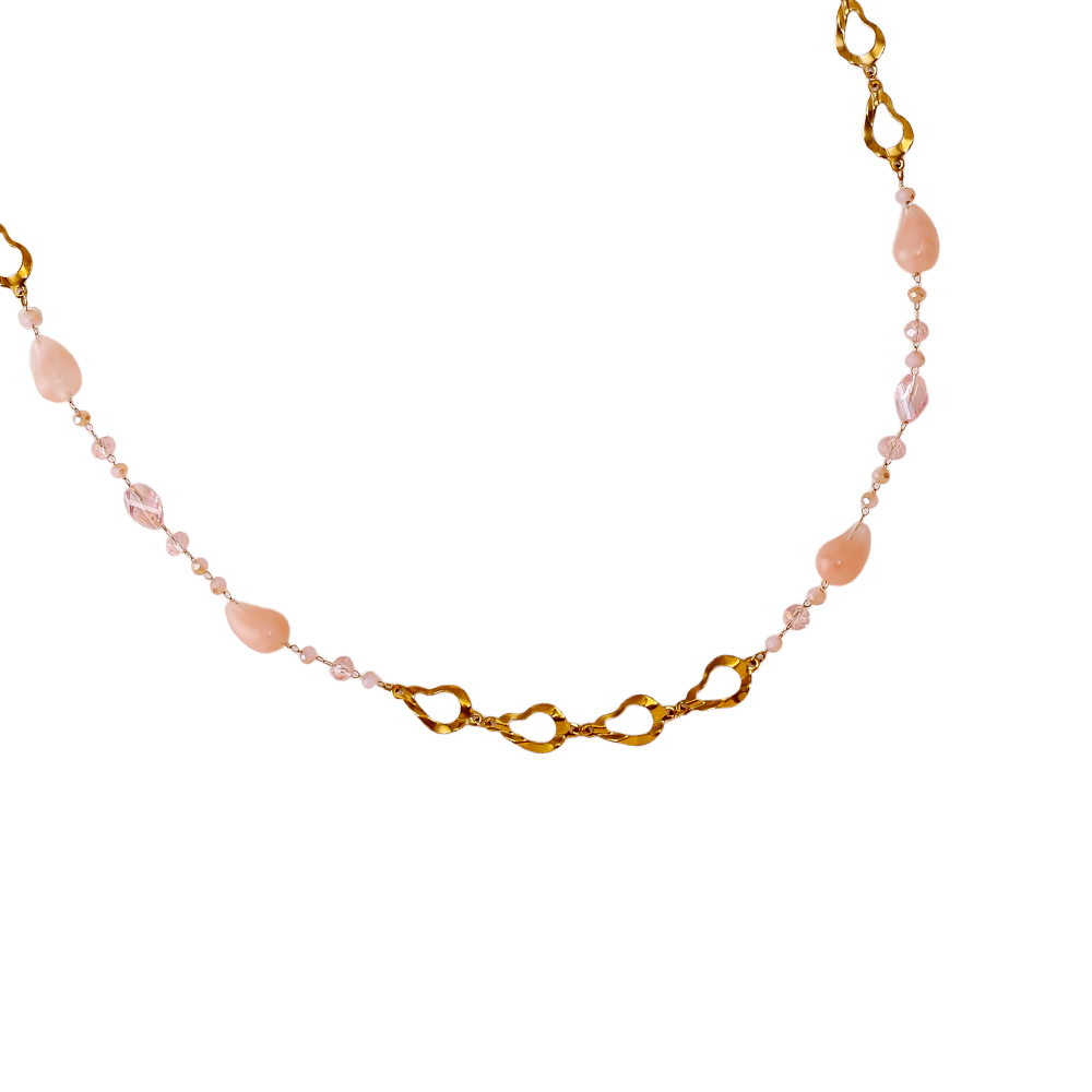 Stainless steel necklace 97cm resin drop and gold drop