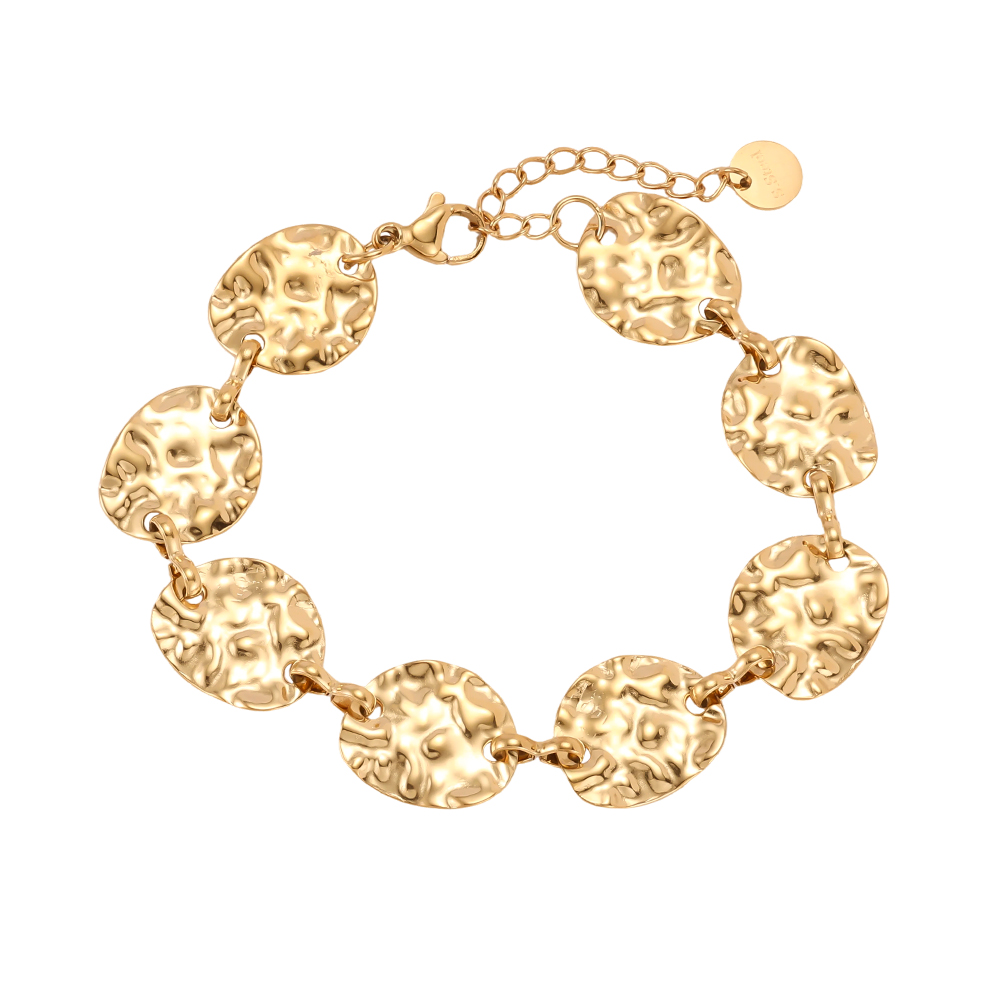 Stainless steel bracelet, 17 cm, with irregular oval plates