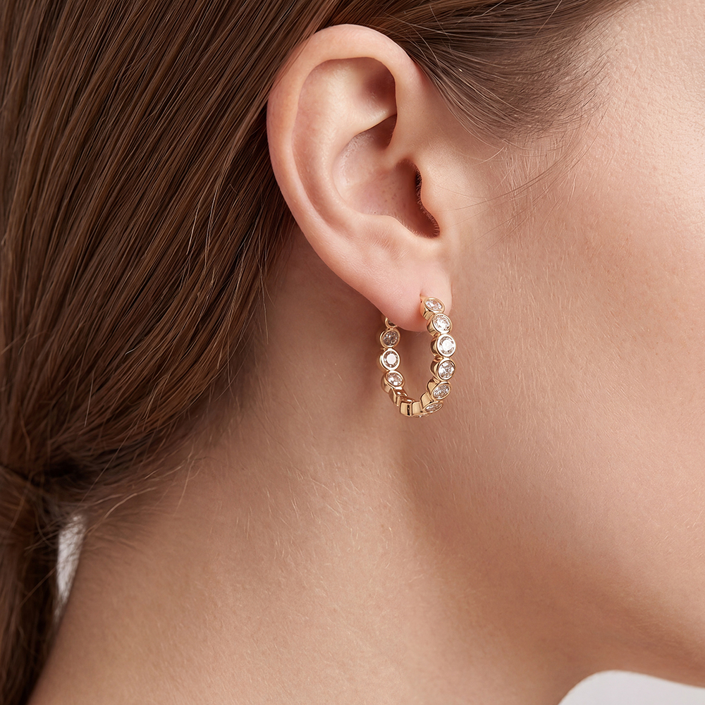 Gold-plated 24mm cubic zirconia hoop earrings 