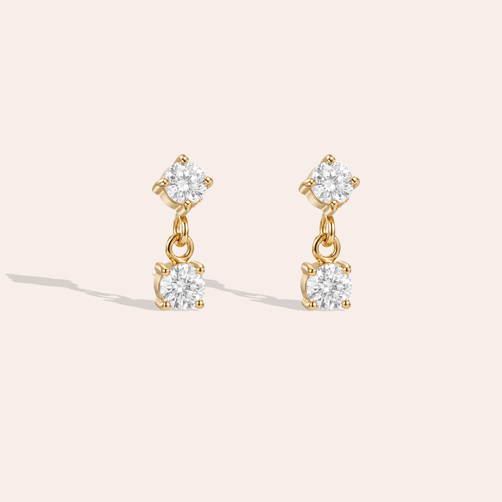 Stainless steel earrings 10mm two small zirconia