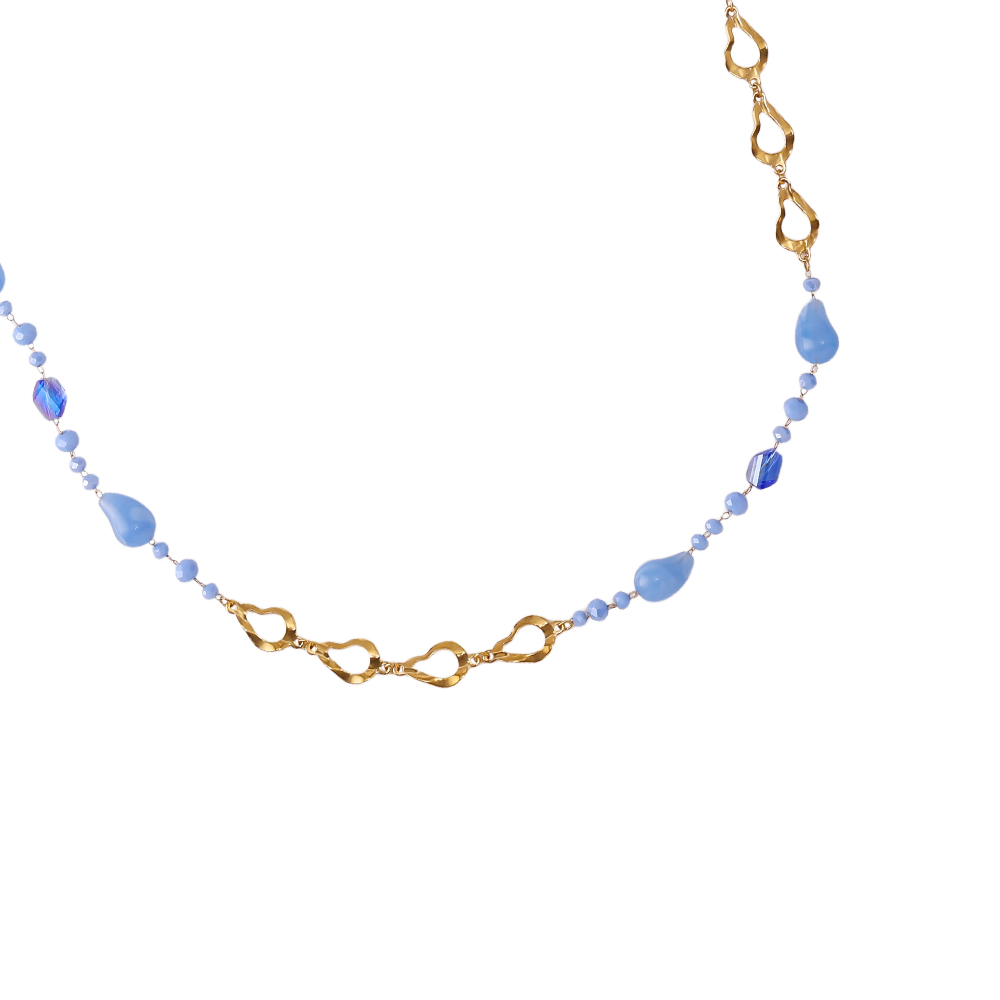 Stainless steel necklace 97cm resin drop and gold drop