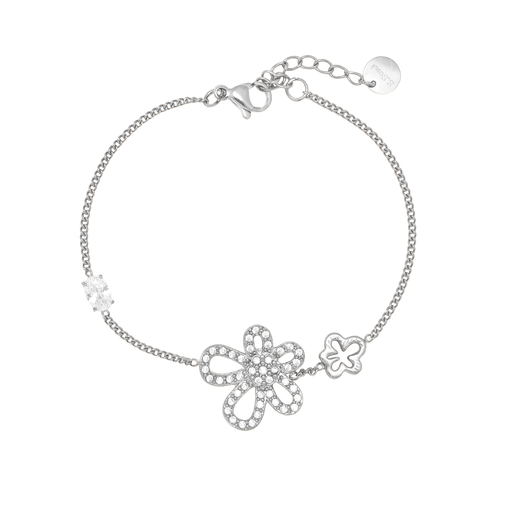 Stainless steel bracelet 17cm Cool Diamond Flower