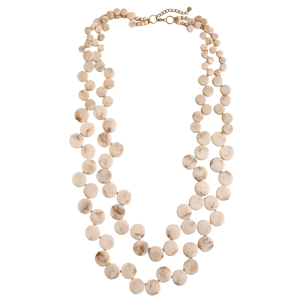 Stainless steel necklace 96cm double-layer acrylic disc chain