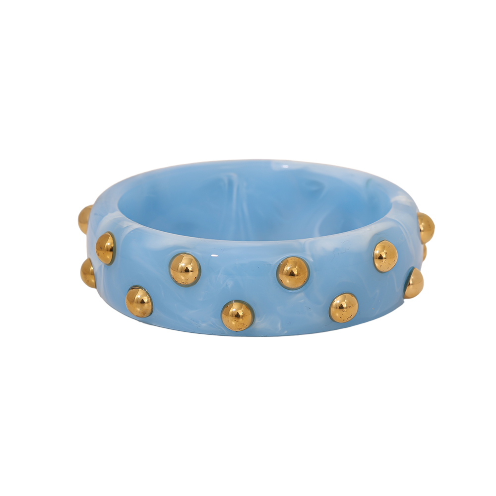 Stainless steel bangle round chunky acrylic with dots