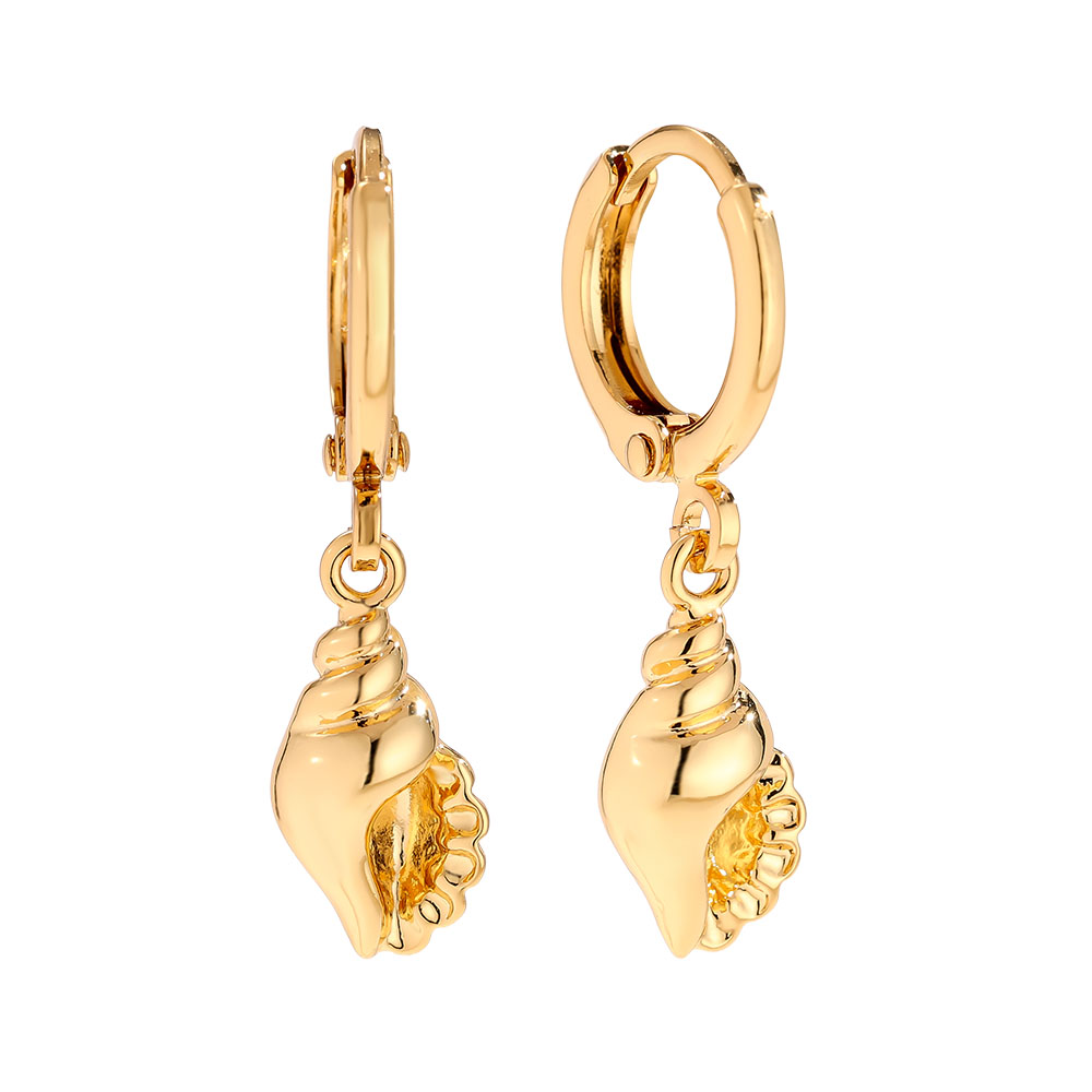 Gold-plated earrings 2.7cm Conch