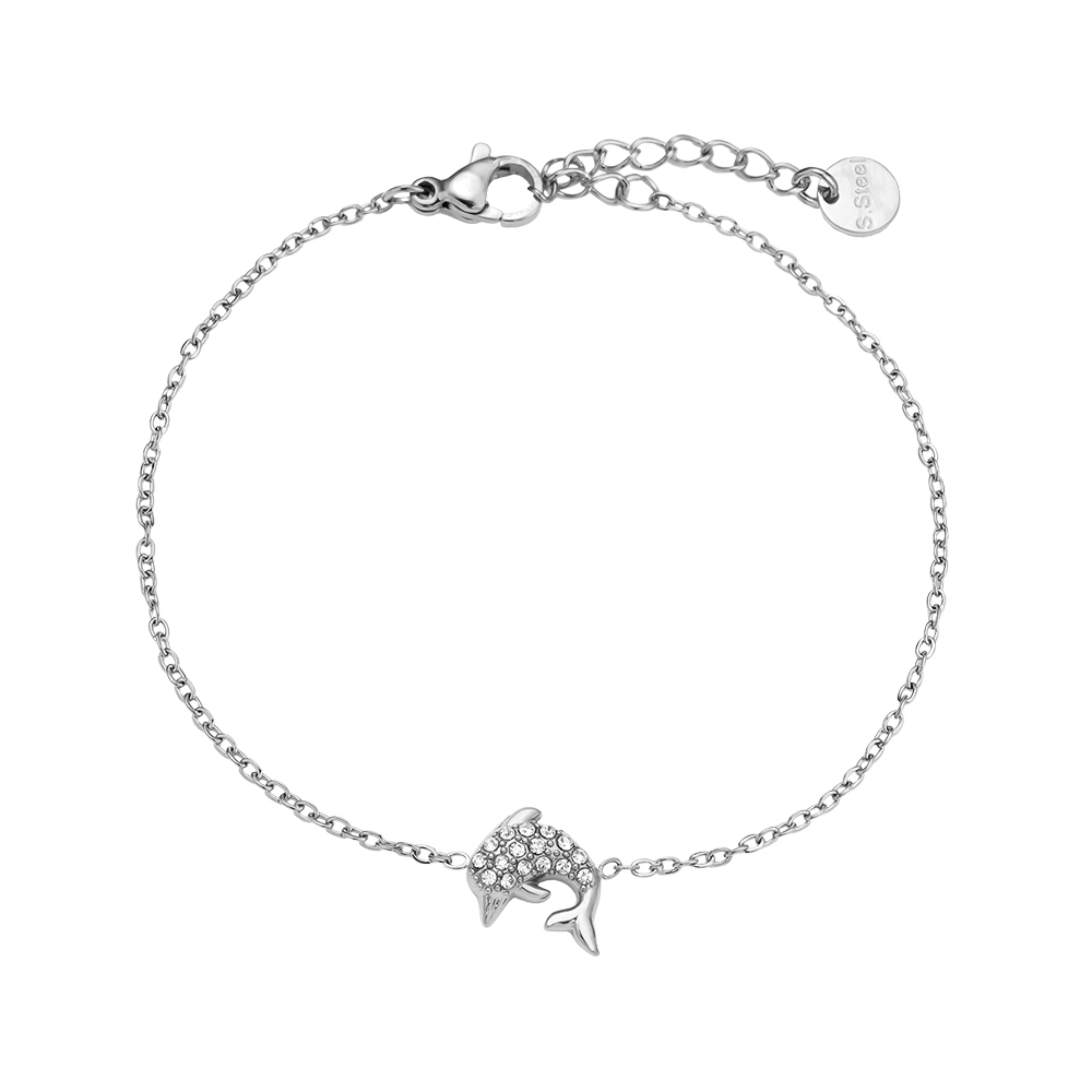 Stainless steel bracelet 17cm Diamond Dolphin