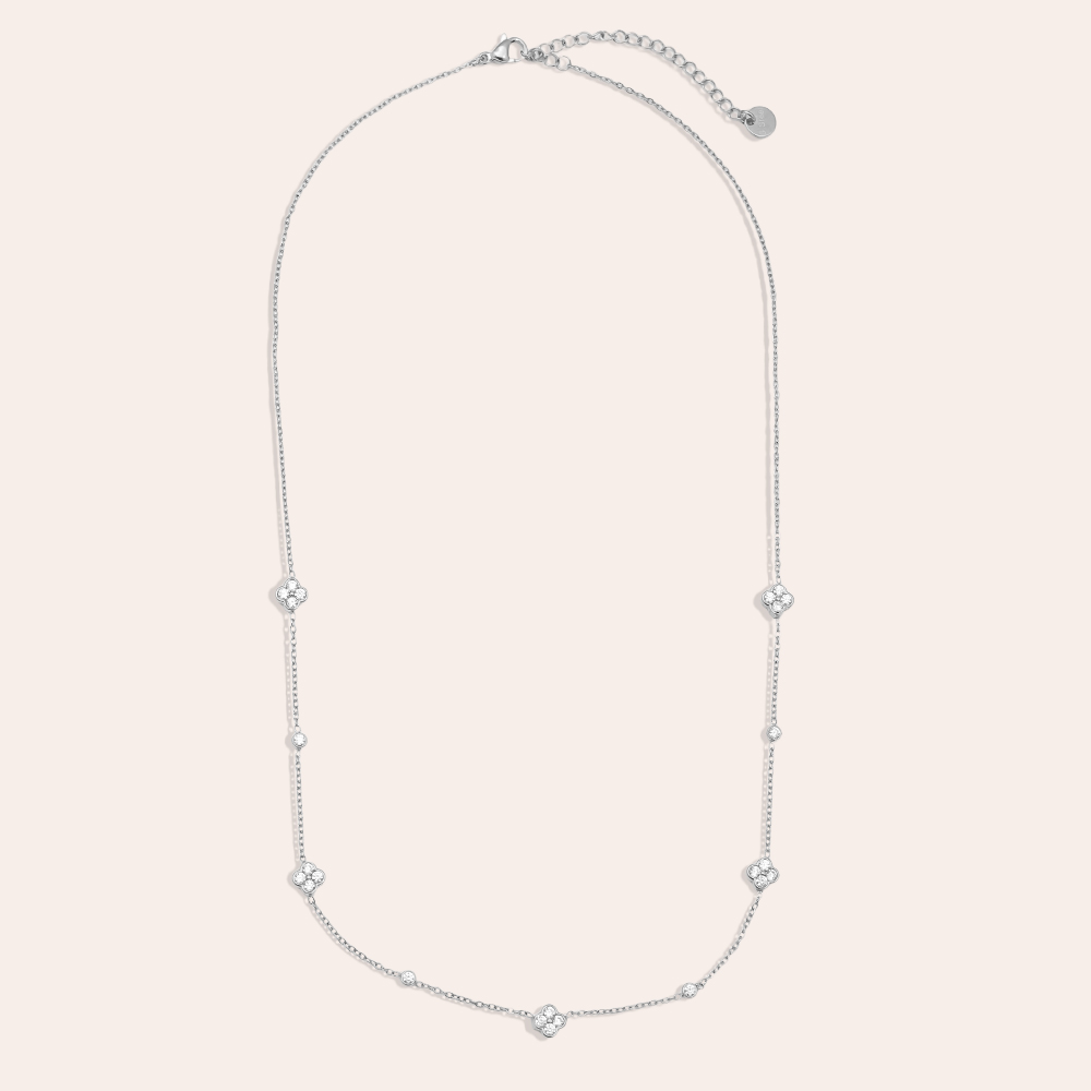 Stainless steel necklace 43cm Small Diamond Flower