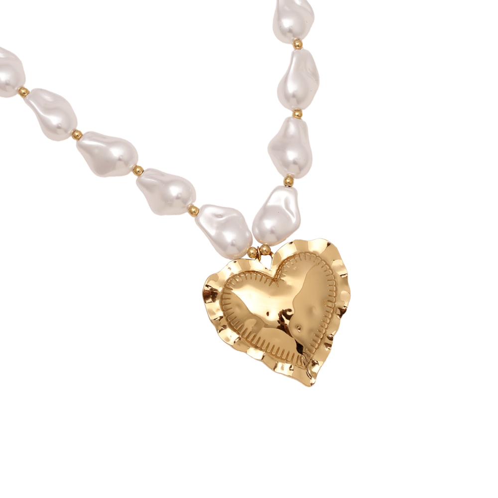 Stainless steel necklace 40cm Great Heart In Pearl Chain