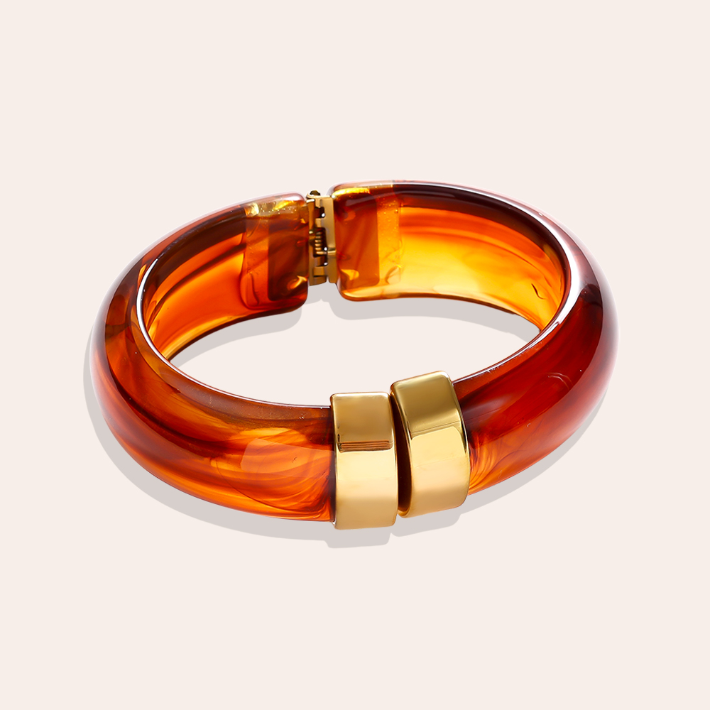 Stainless steel bangle round chunky resin
