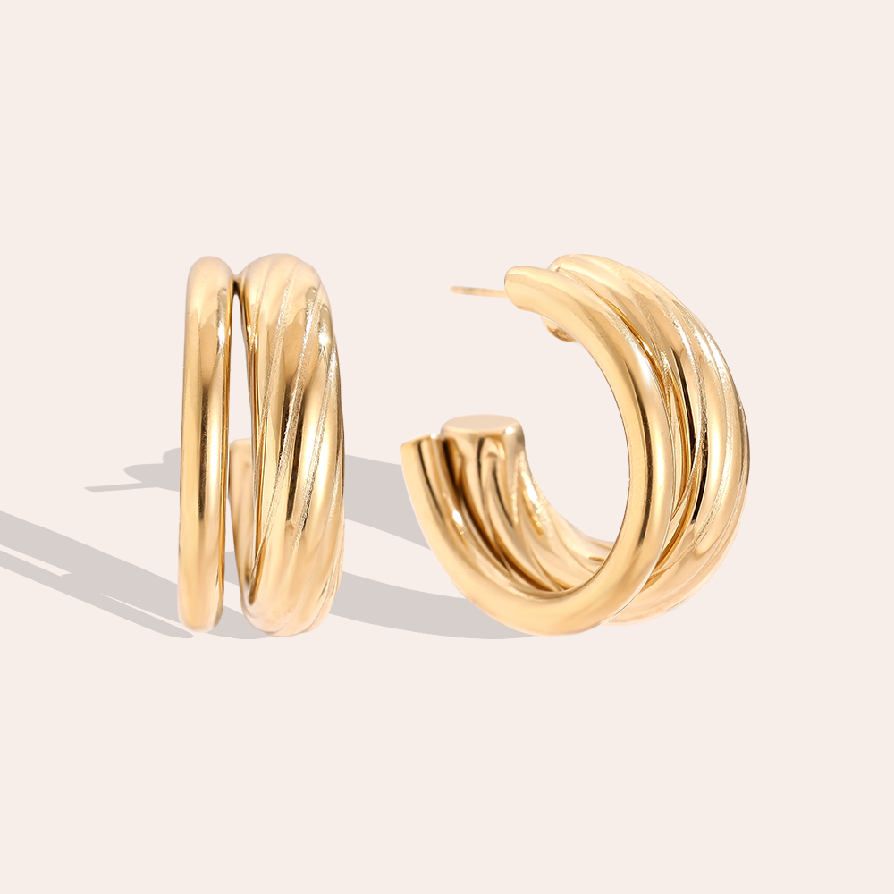 Stainless steel earrings 2cm Two Layer Half Hoop