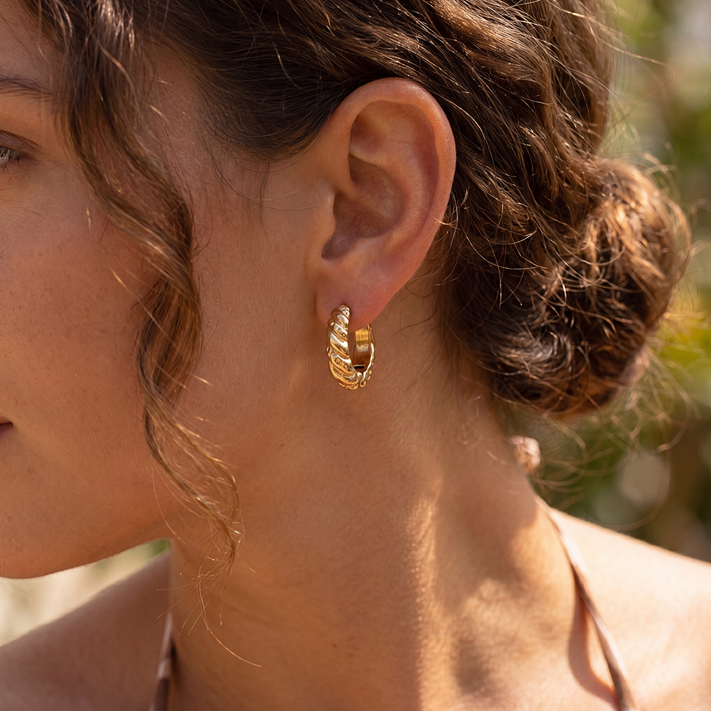 Stainless steel earrings, 25mm twisted hoop earrings
