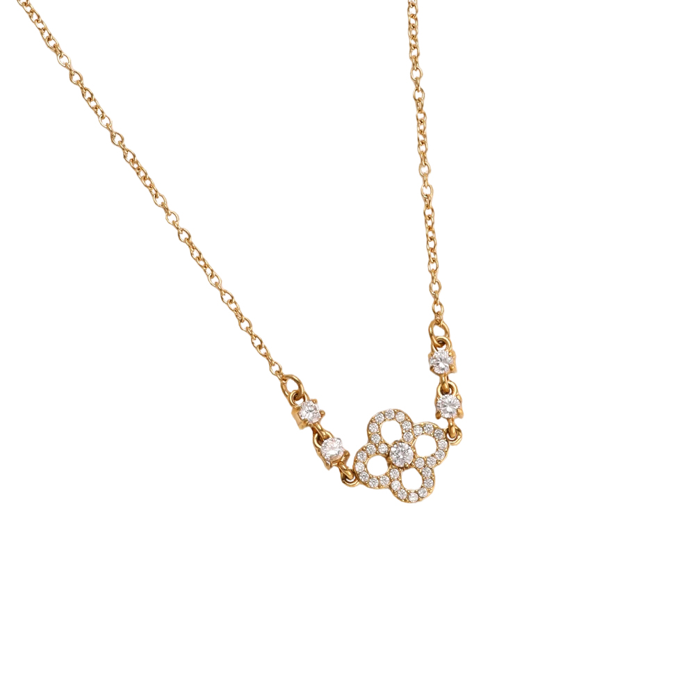 40cm stainless steel necklace with filigree zirconia shamrock