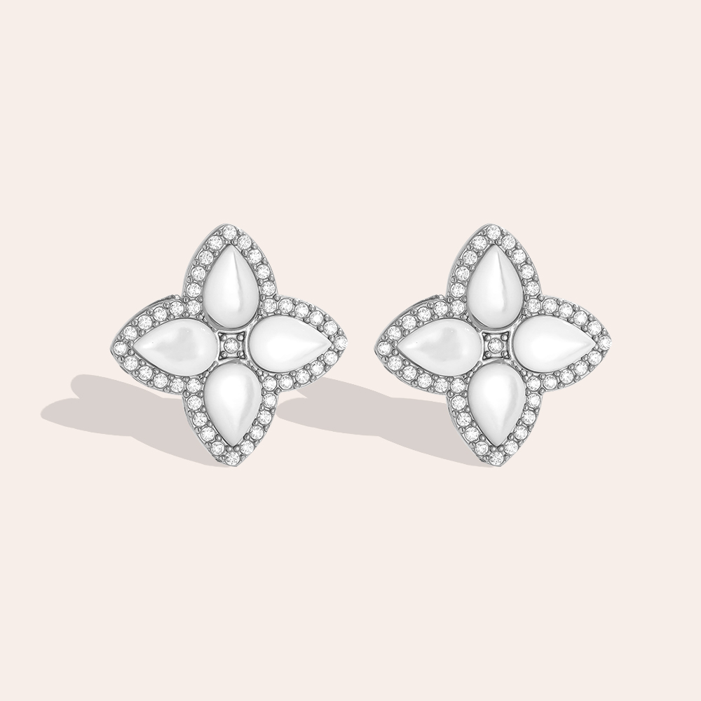 Stainless steel earrings 15mm Nice Diamond Luckly Flower