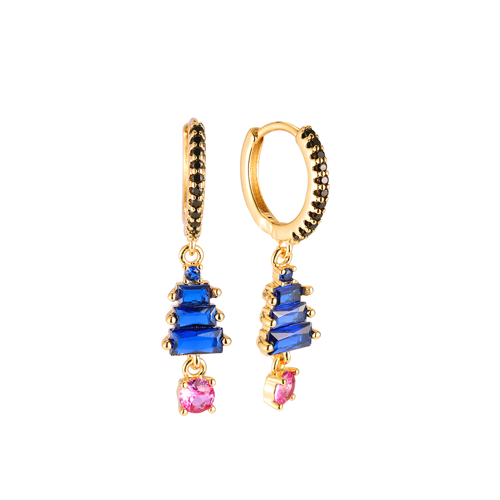 Gold-plated Tree and Diamond earrings