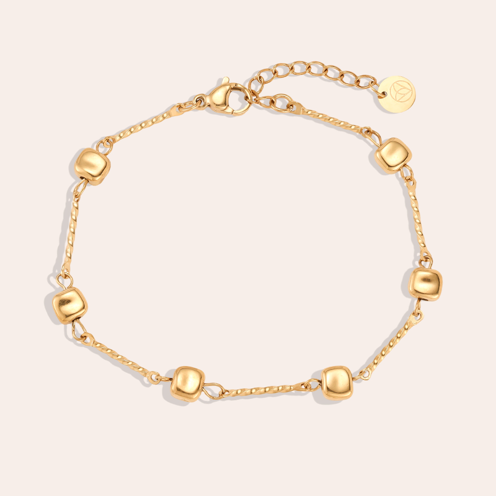 Stainless steel bracelet, 17 cm, with small square details