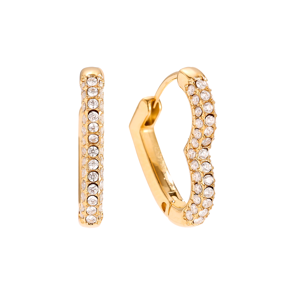 Stainless steel earrings 18mm Diamond Heart Hoop