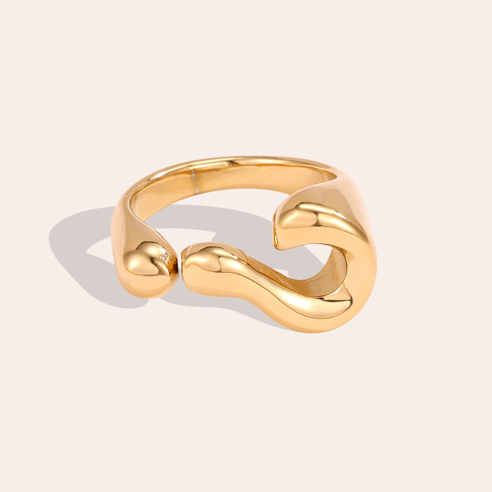 Stainless steel ring, adjustable, curved design