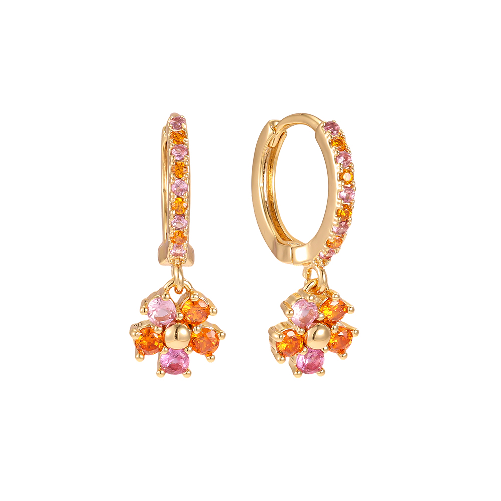 Gold-plated earrings 20mm zirconia flower    