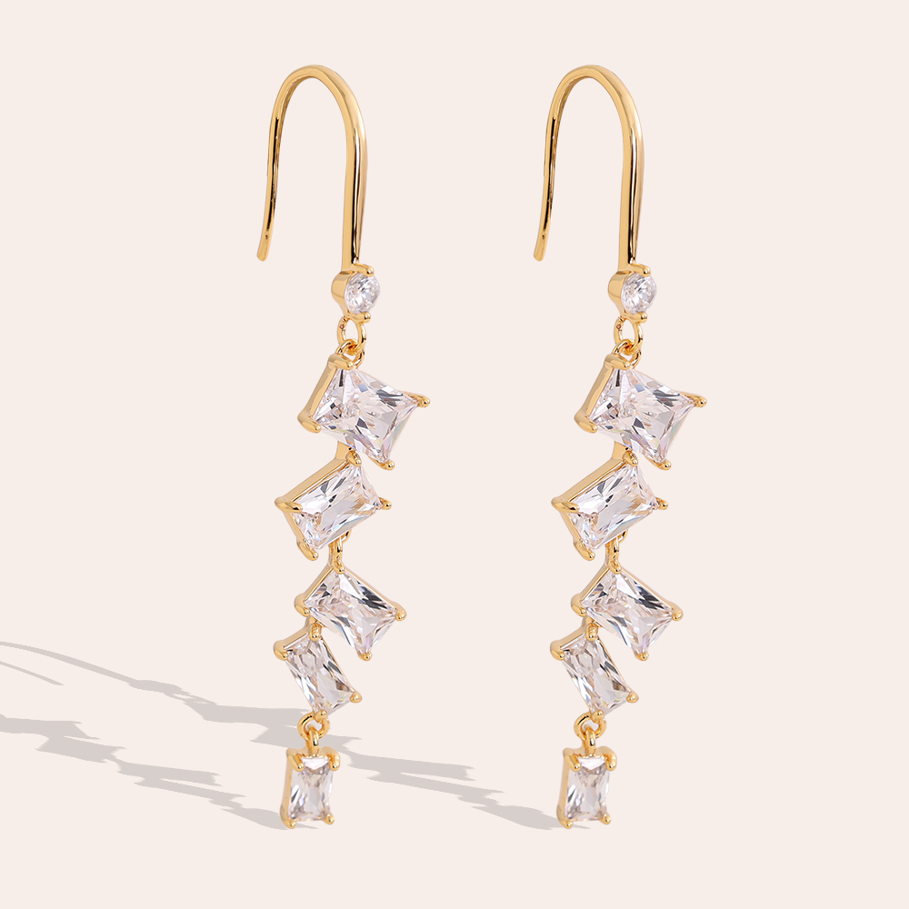 Gold-plated earrings 5.5cm many zirconia
