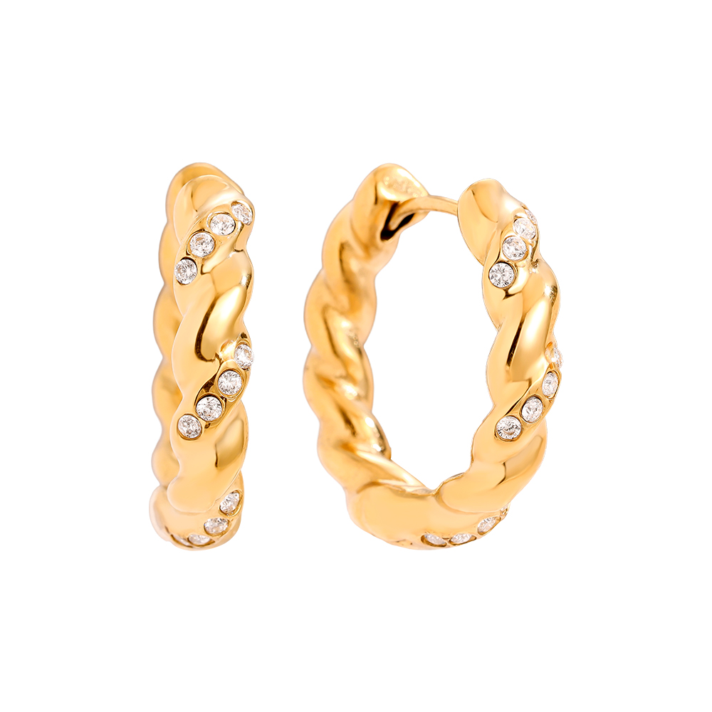 Stainless steel earrings 3cm Mini Diamond In Twist Hoop