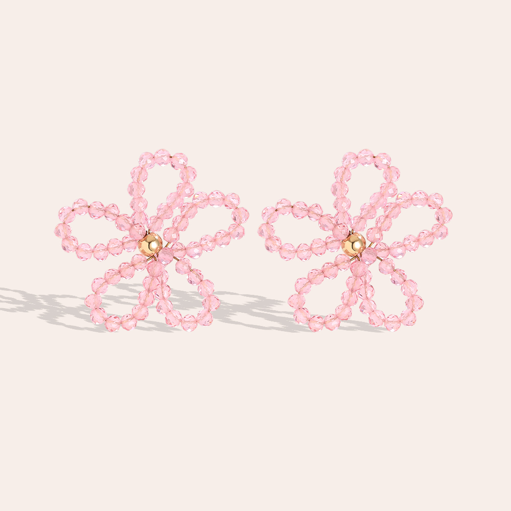 Stainless steel earrings 2.5cm crystal flowers