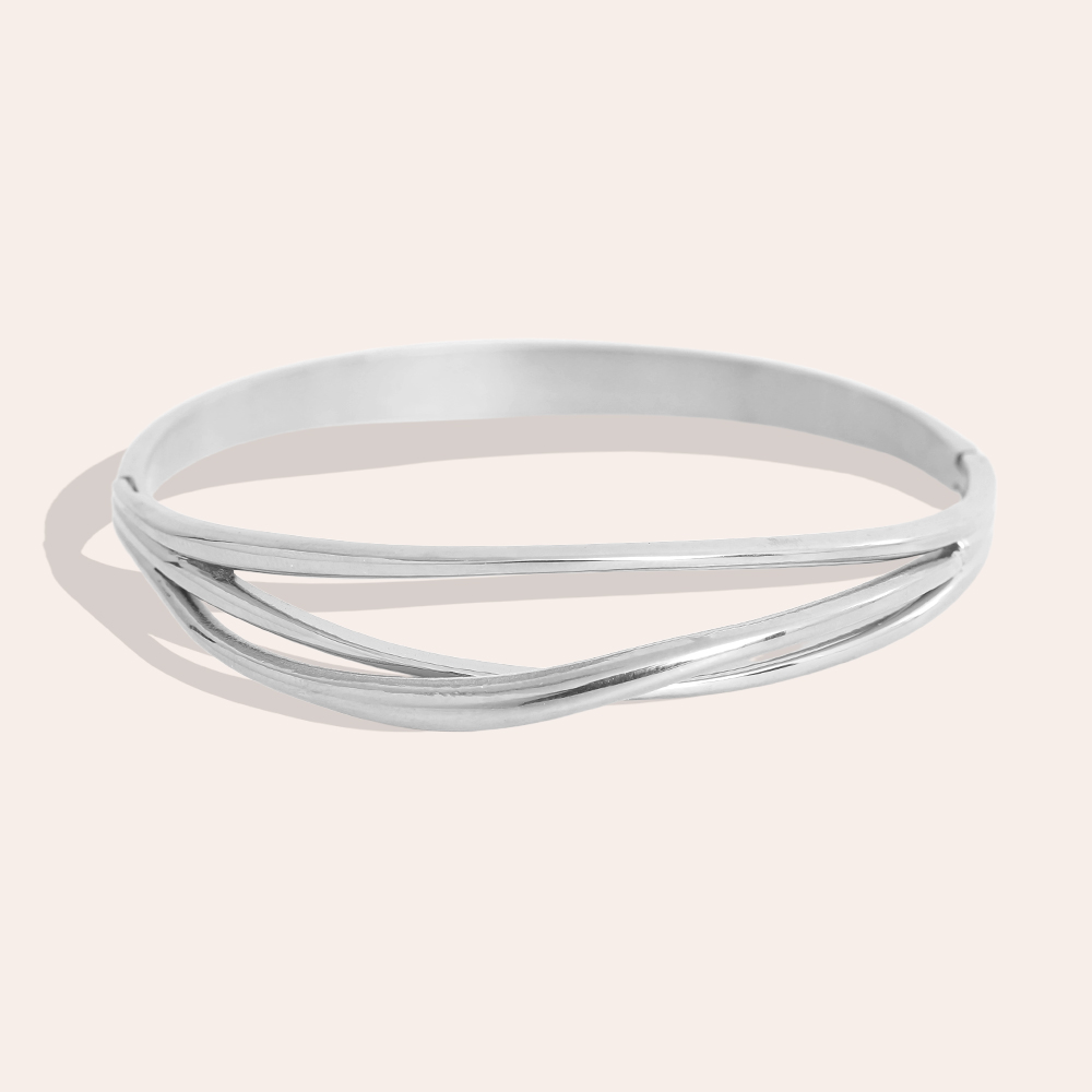 Stainless steel bangle, 6.5 cm, flowing lines