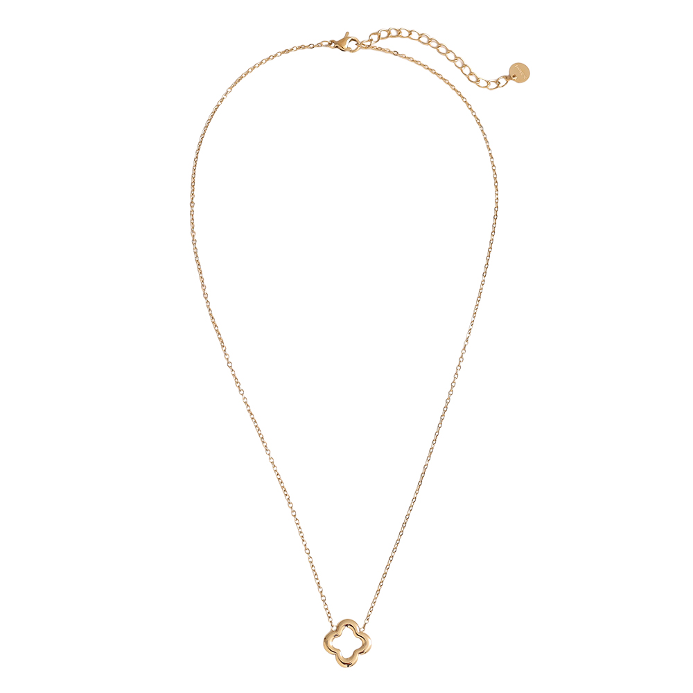 Stainless steel necklace 40cm lucky shamrock