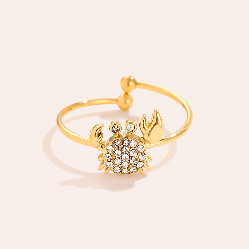 Stainless steel ring Diamond Crab