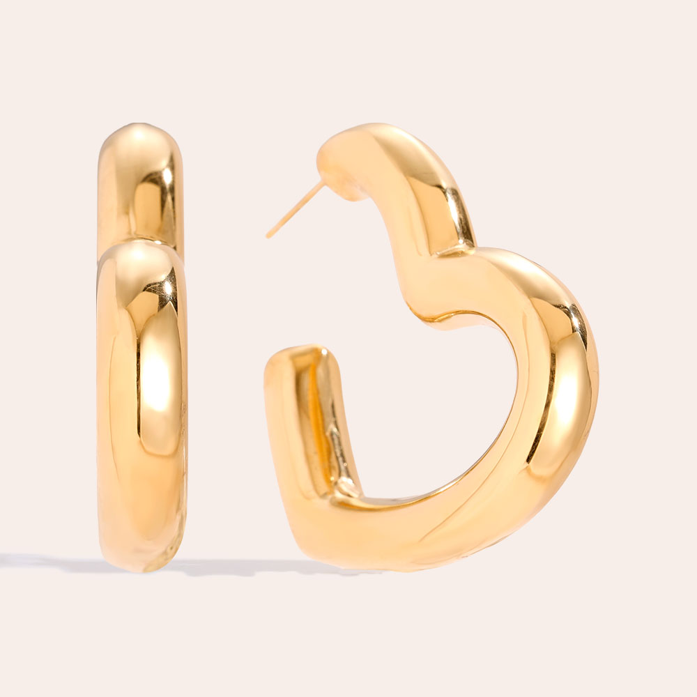 Stainless steel earrings 4cm Great Heart Hoop