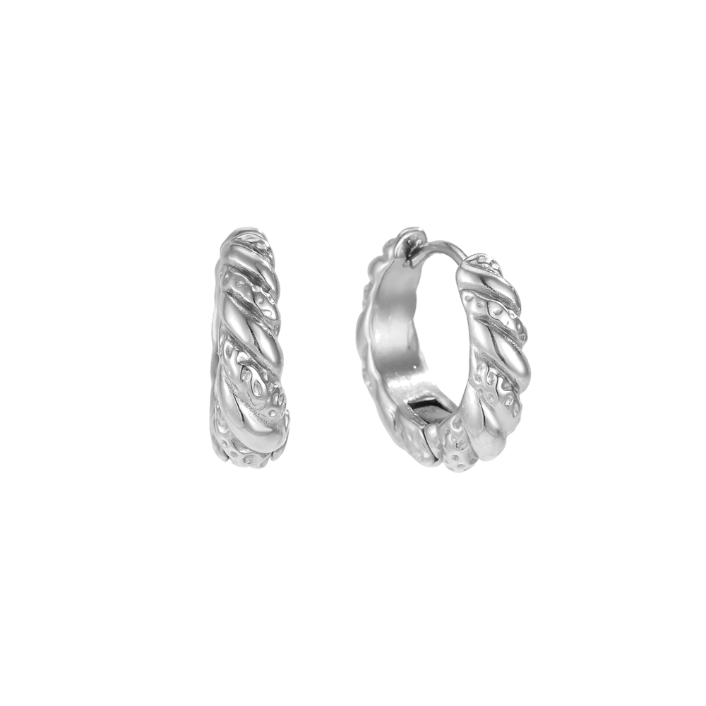 Stainless steel earrings, 19mm twisted hoop earrings