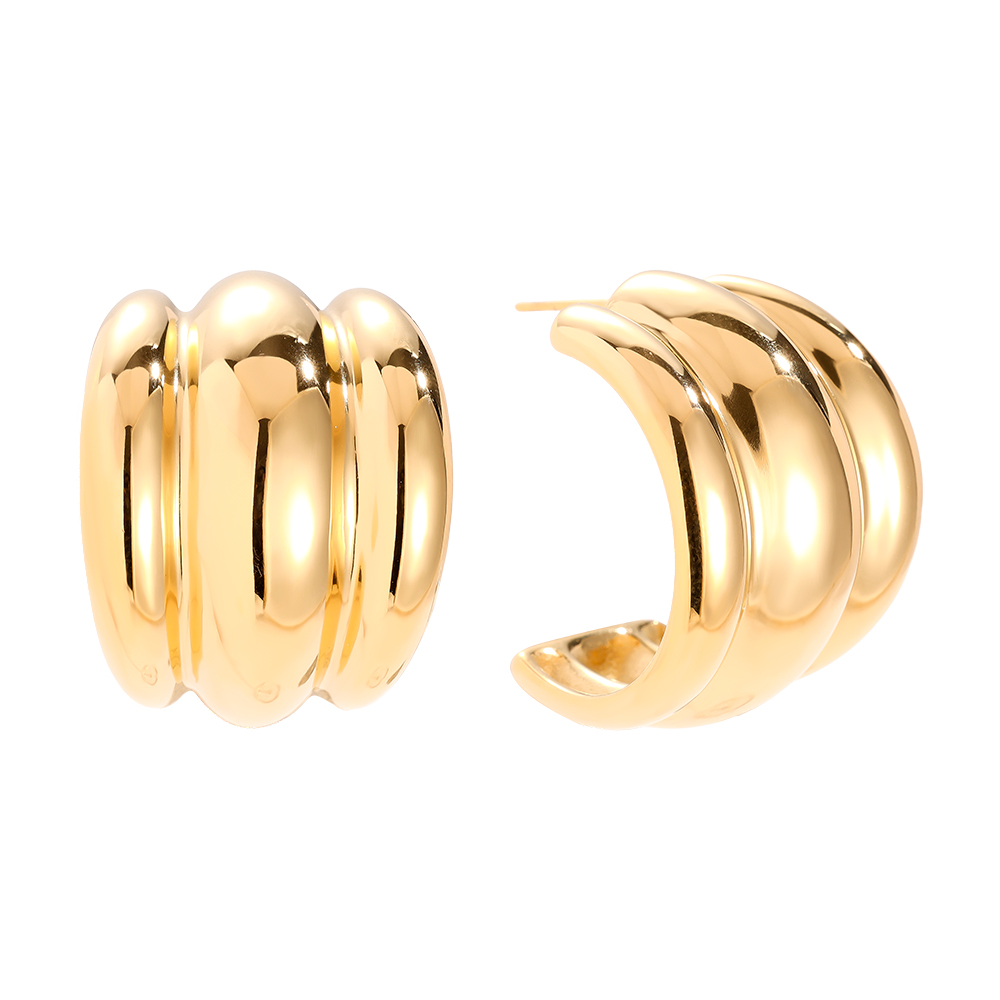 Stainless steel earrings 31mm Three Line Hoop