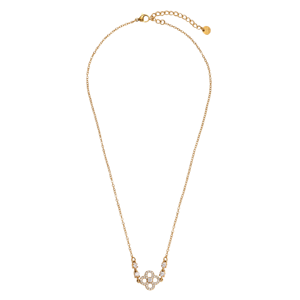 40cm stainless steel necklace with filigree zirconia shamrock