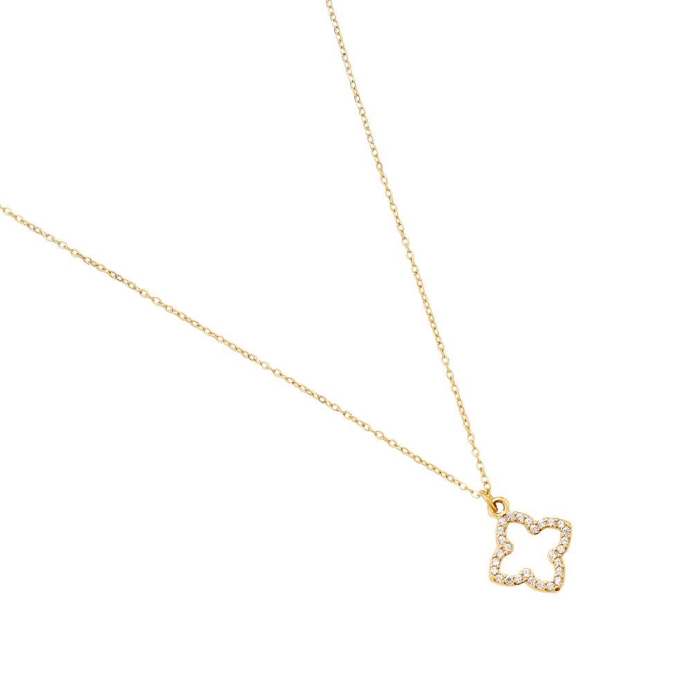 Stainless steel necklace 40cm Classic Diamond Lucky Flower