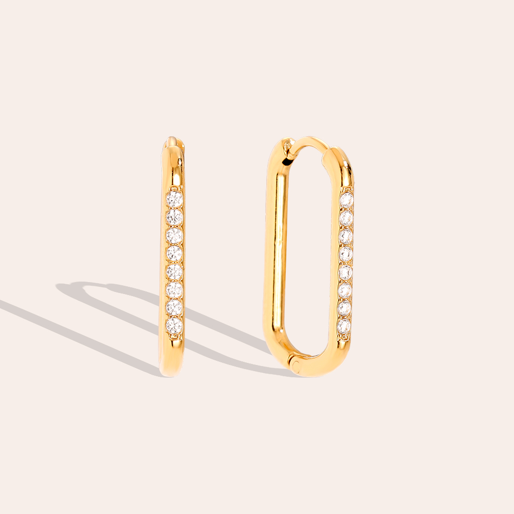 Stainless steel earrings 2cm Simple Diamond Hoop