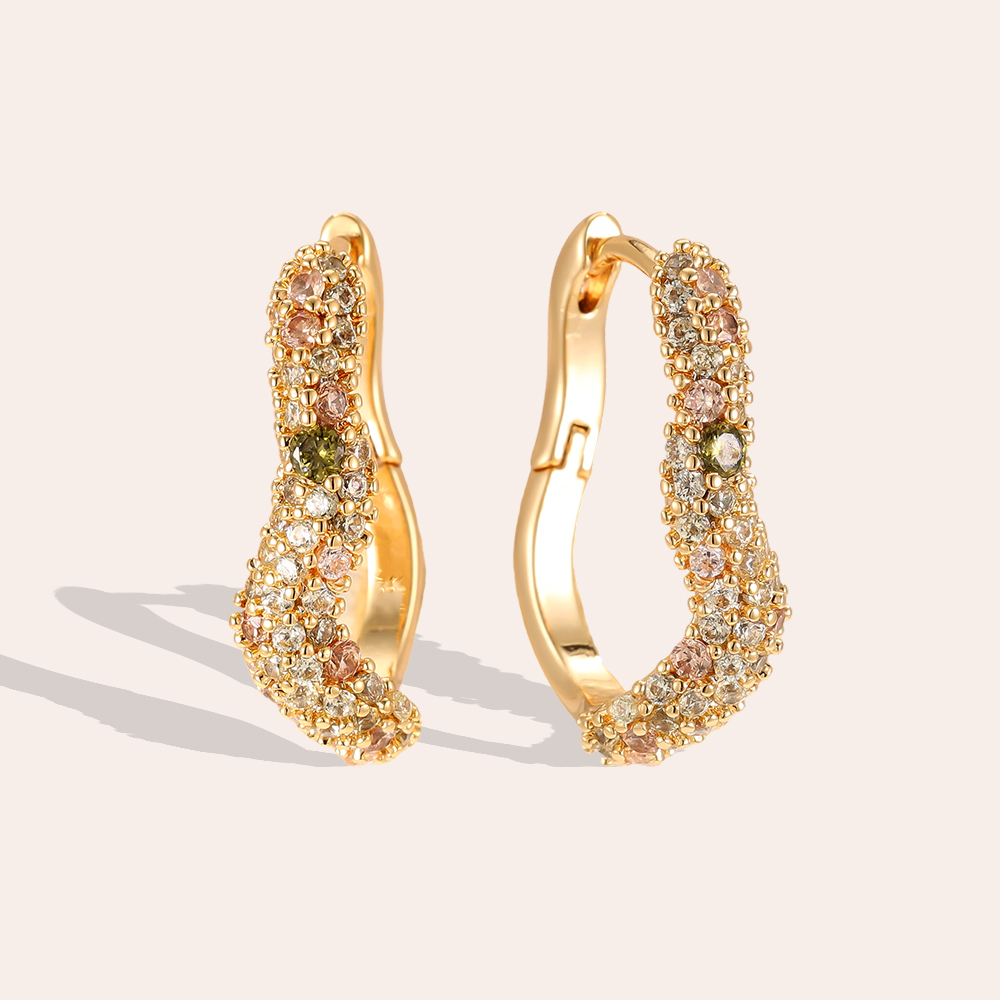 Gold-plated earrings 20mm zirconia soft wave