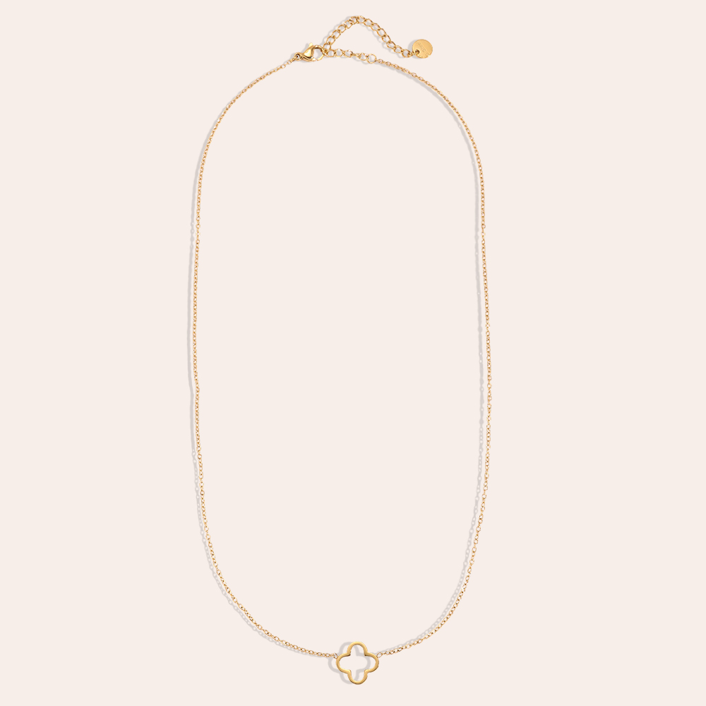 Stainless steel necklace, 43cm, simple shamrock design