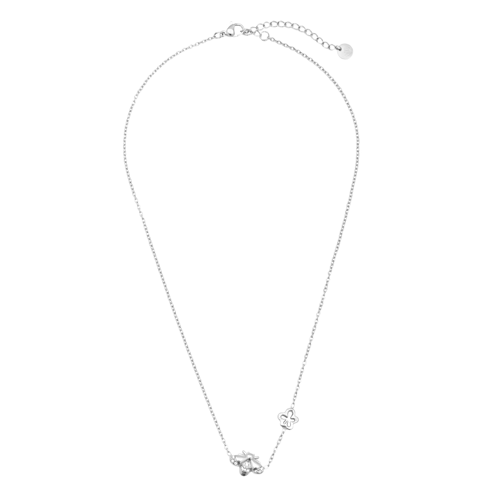Stainless steel necklace 40cm rhinestone bees