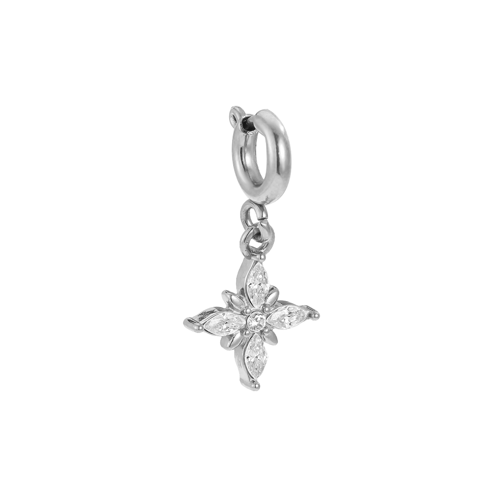 Stainless steel pendant 19mm zirconia star with spring clasp