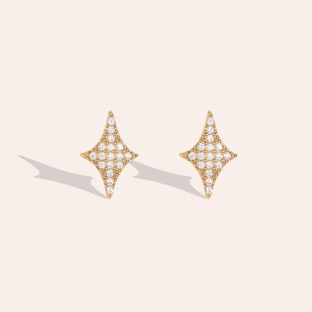 Stainless steel earrings 13mm blink star zirconia