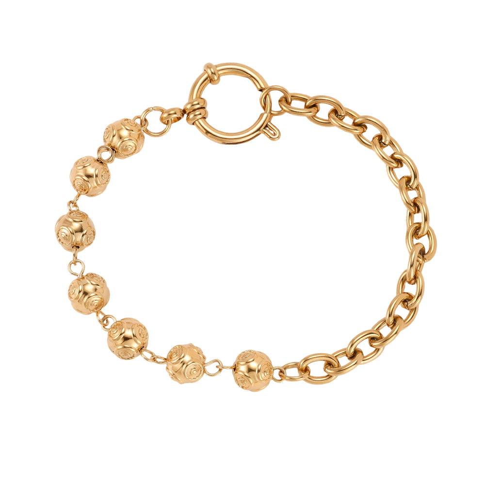 19cm stainless steel bracelet with uniquely designed beads